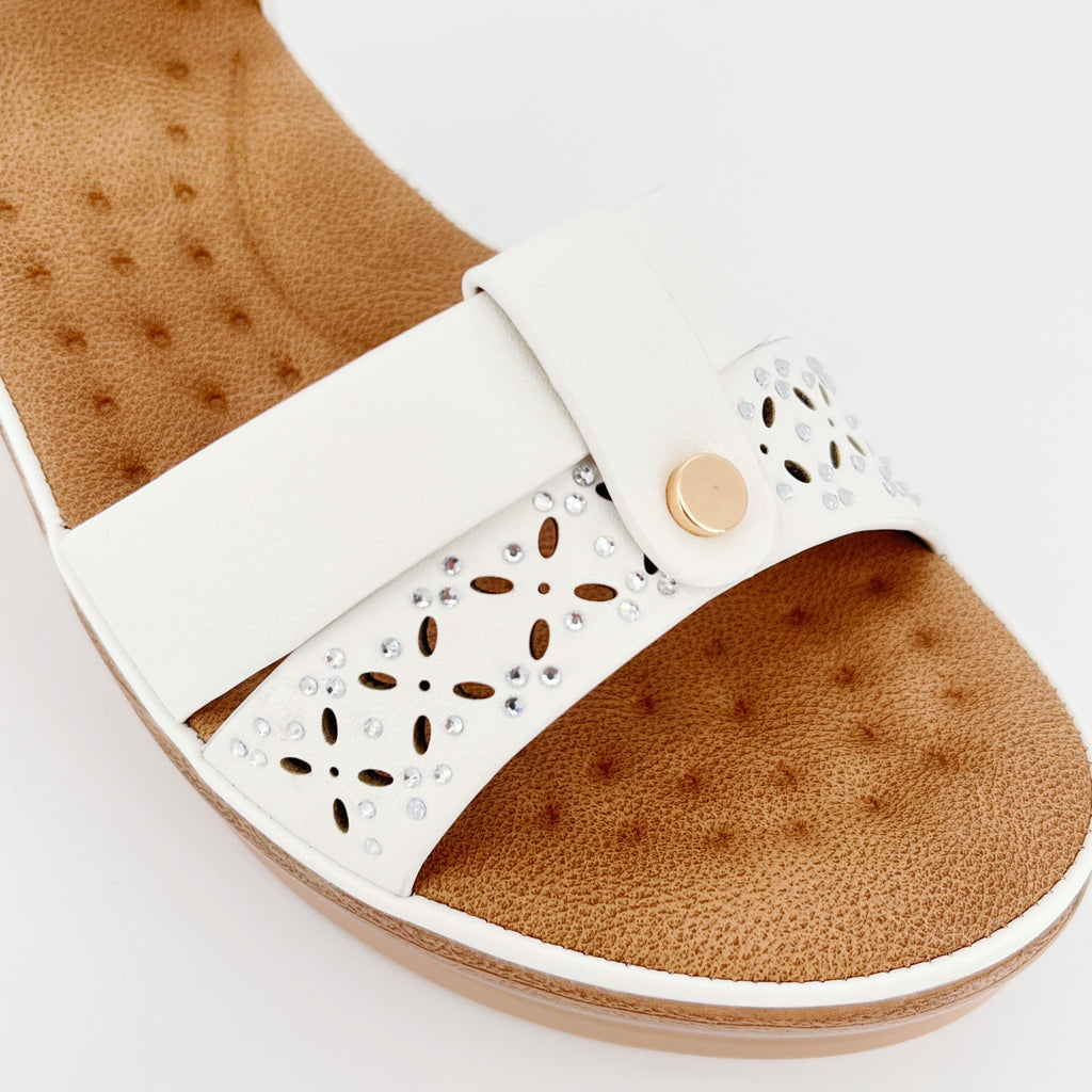 ZC Women's Floral Cutout Crystal Dual-Strap Wedge Sandals – Wholesale | Comfort Fit | Multi-Color Options