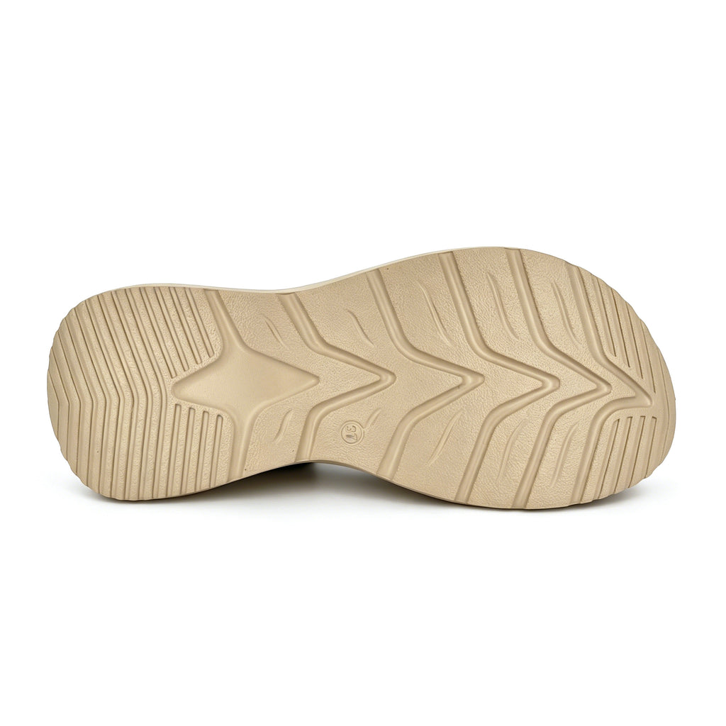 Women's Cut-Out T-Strap Wedge Sandals with Gold Snap Button | Thick Air-Cushion Platform