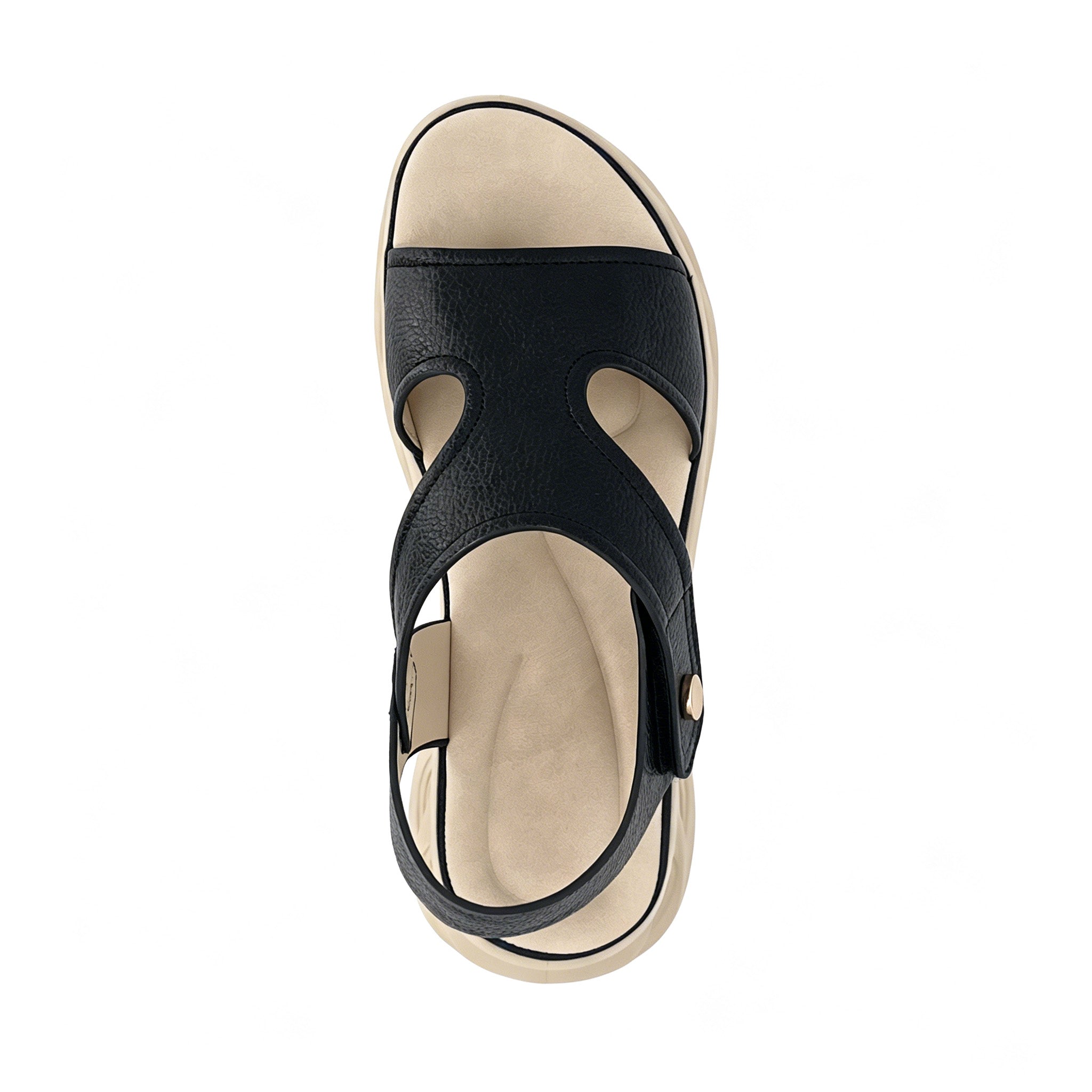 Women's Cut-Out T-Strap Wedge Sandals with Gold Snap Button | Thick Air-Cushion Platform