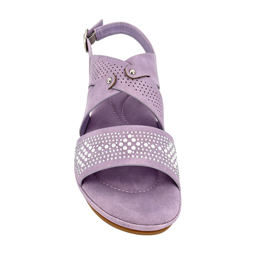 Women's Rhinestone Wedge Sandals | Perforated Cross Strap | Adjustable Buckle Slingback | Wholesale | Multi-Color | EU 35–41