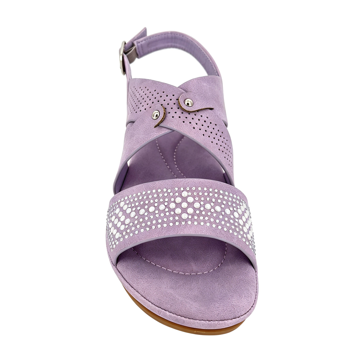 Sandalias de cuña con diamantes de imitación para mujer | Tiras cruzadas perforadas | Tira trasera ajustable con hebilla | Venta al por mayor | Multicolor | EU 35–41