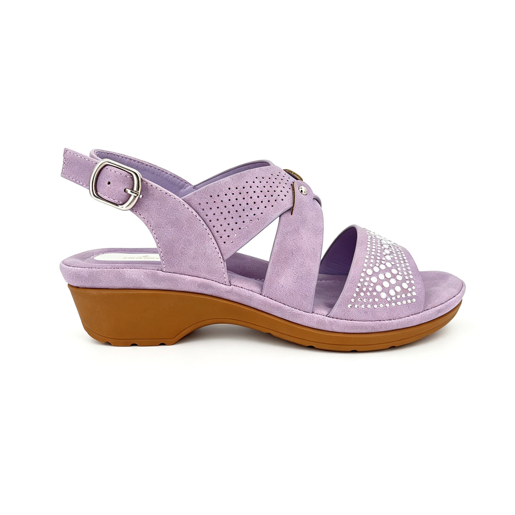Women's Rhinestone Wedge Sandals | Perforated Cross Strap | Adjustable Buckle Slingback | Wholesale | Multi-Color | EU 35–41