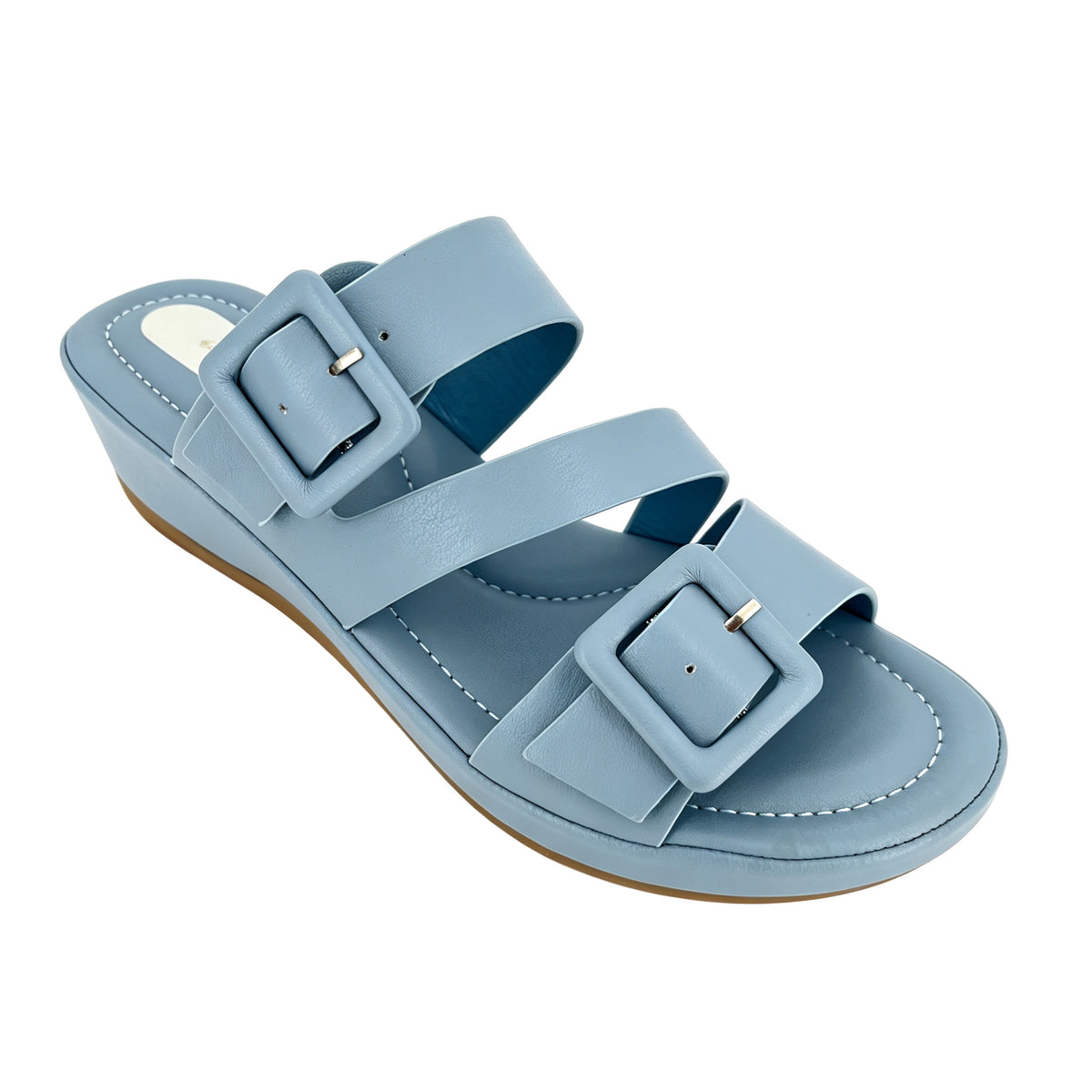Sandalias de cuña tipo mule para mujer con doble tira y hebilla envolvente | Al por mayor | Multicolor | EU 35–41