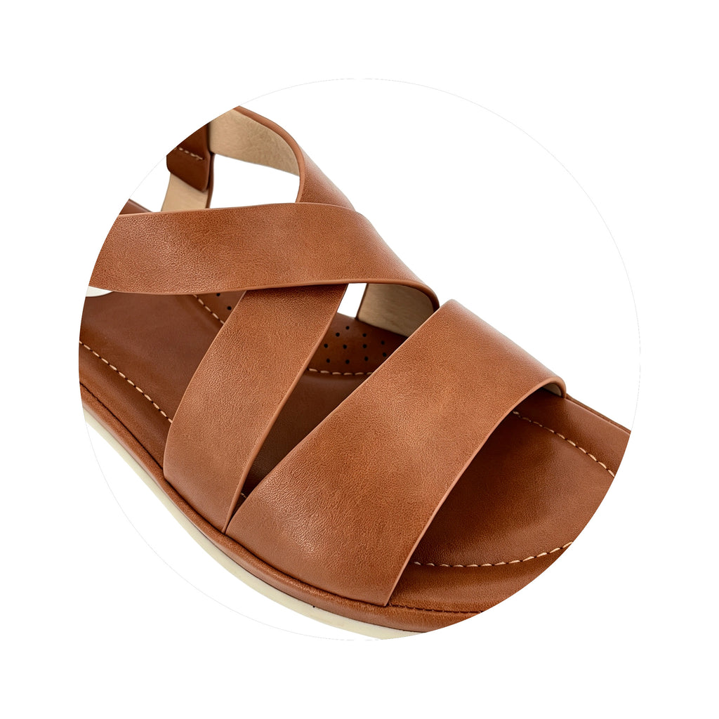 Sandalias de cuña baja con tira cruzada para mujer | Venta al por mayor | Multicolor | EU 35–41