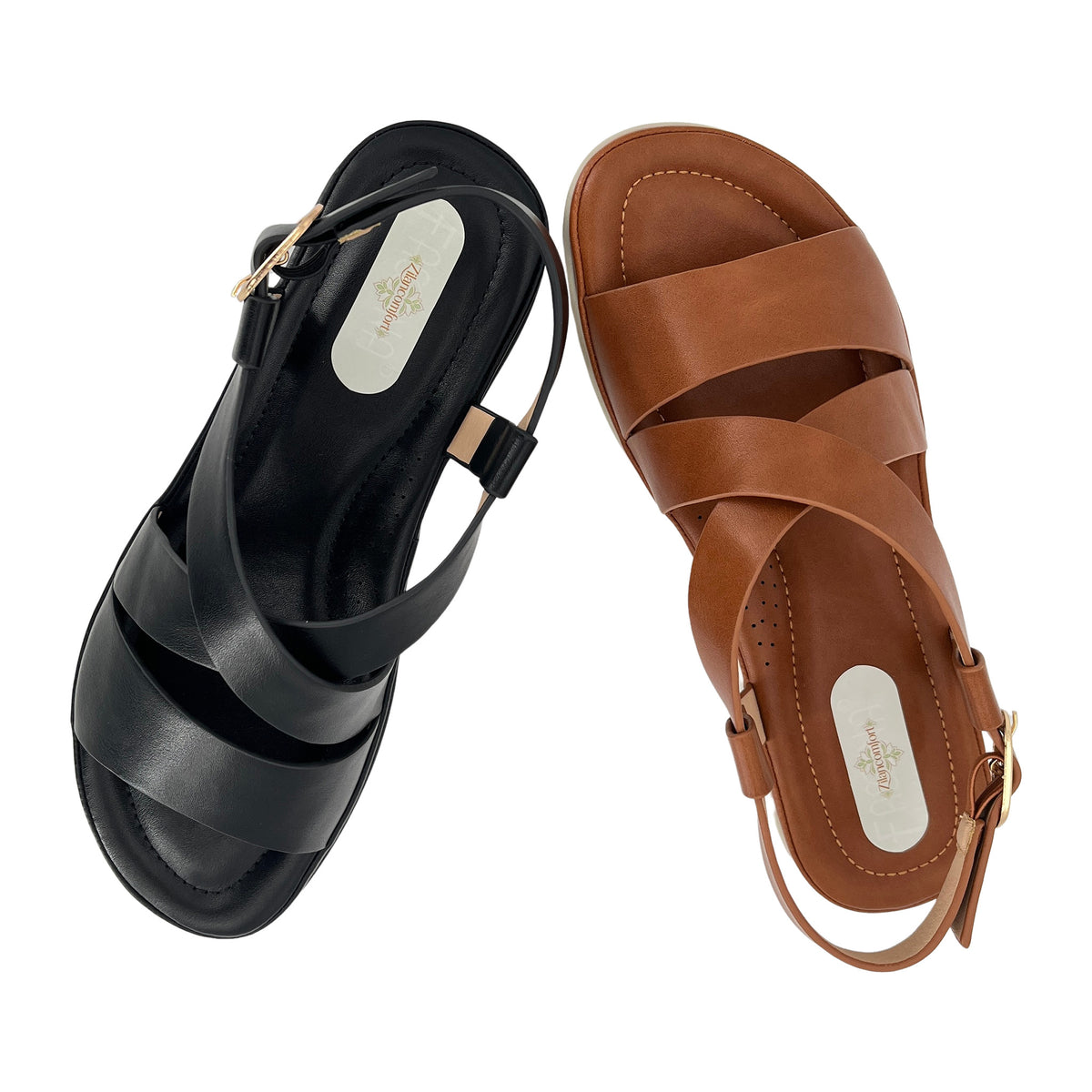 Sandalias de cuña baja con tira cruzada para mujer | Venta al por mayor | Multicolor | EU 35–41